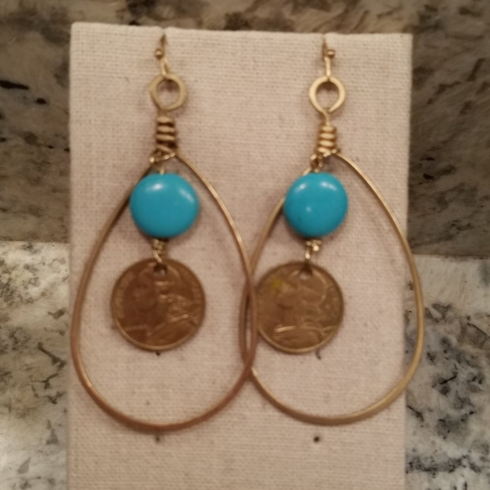 GUC Teardrop Hoop Earrings with coins